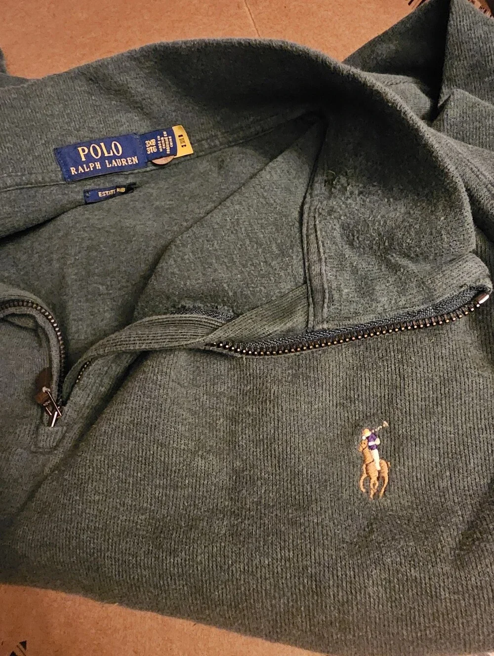 Polo Ralph Lauren Estate Rib Dark Green Quarter-Zip Pullover Sweatshirt 3XB